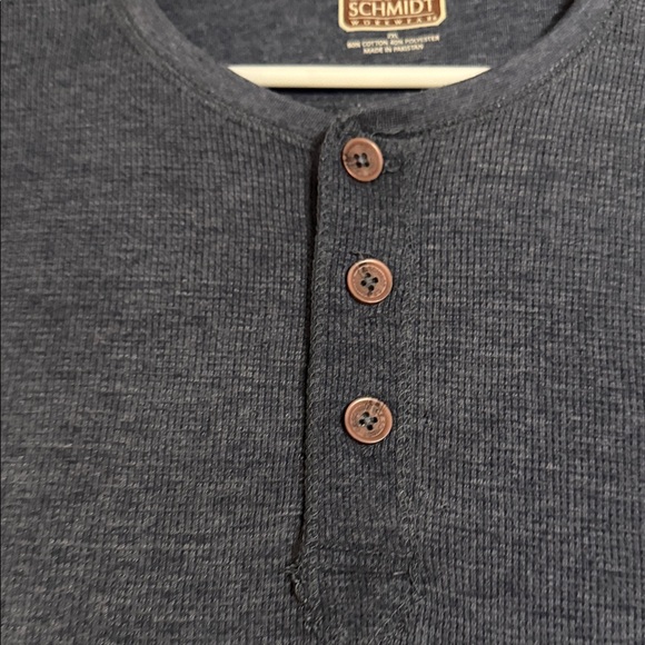 Men's Navy Long Sleeve Henley Shirt - Picture 3 of 6